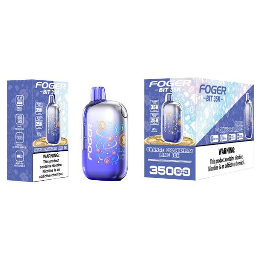 FOGER BIT 5% DISPOSABLE (100ML) NORM MODE - 35K & BOOST. MODE - 25K PUFFS 5CT/ BOX - ORANGE CRANBERRY LIME ICE