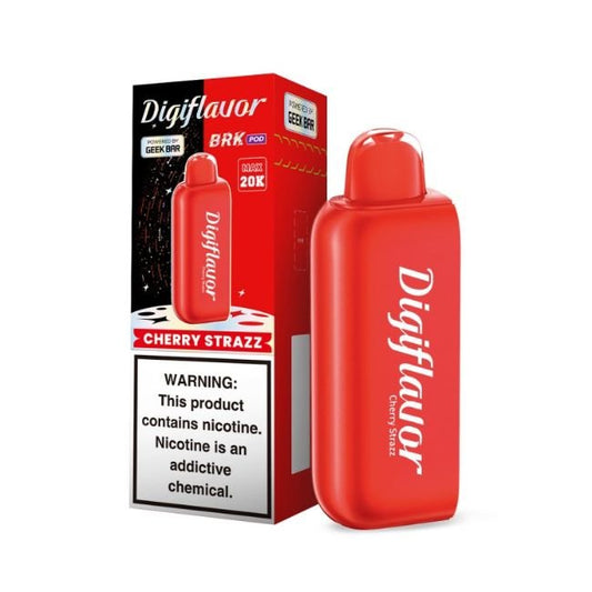 DIGI FLAVOR BRK 5% DISPOSABLE POD POWERED BY GEEK BAR (60ML) 20K PUFFS 5CT/ BOX - CHERRY STRAZZ