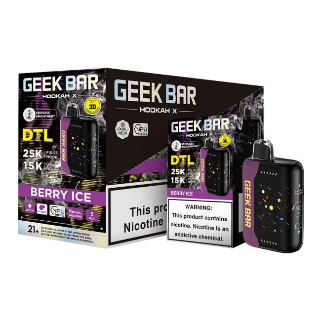 GEEK BAR HOOKAH X DTL 6% DISPOSABLE (90ML) DTL. MODE - 15K & PULSE. MODE - 25K PUFFS 5CT/ BOX