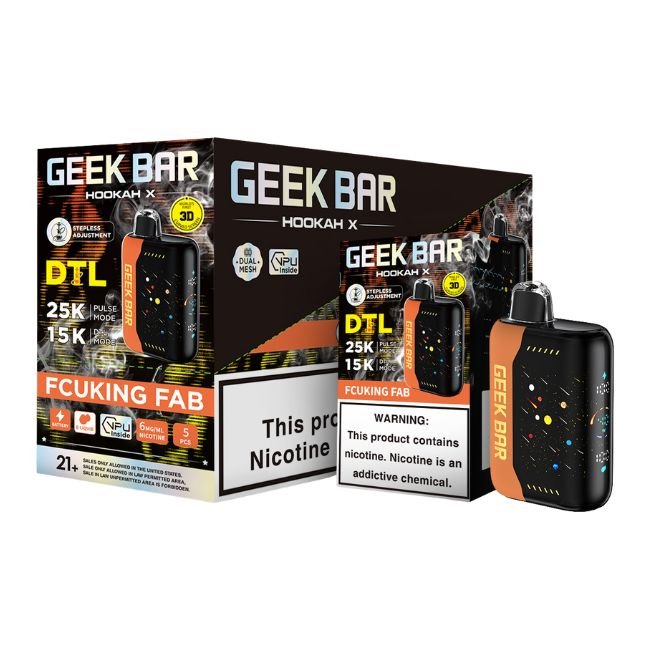 GEEK BAR HOOKAH X DTL 6% DISPOSABLE (90ML) DTL. MODE - 15K & PULSE. MODE - 25K PUFFS 5CT/ BOX