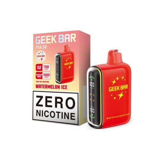 GEEK BAR PULSE 0% DISPOSABLE (ZERO NICOTINE) (80ML) PULSE MODE - 7.5K & REG. MODE - 15K PUFFS 5CT/ BOX - WATERMELON ICE