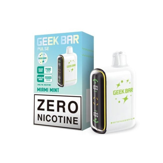 GEEK BAR PULSE 0% DISPOSABLE (ZERO NICOTINE) (80ML) PULSE MODE - 7.5K & REG. MODE - 15K PUFFS 5CT/ BOX - MIAMI MINT