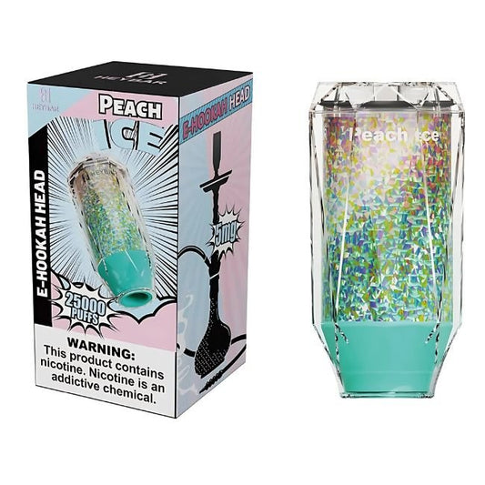 HEYBAR 5% DISPOSABLE E-HOOKAH HEAD (120ML) 25K PUFFS - PEACH ICE