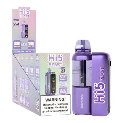 HI5 BEAST 5% DISPOSABLE (MADE IN USA) (108ML) BOOST MODE - 30K & NORM MODE. 50K PUFFS 6CT/ BOX - GRAPE CRUSH