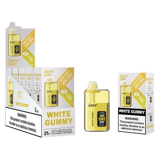 IJOY XP50000 5% DISPOSABLE (100ML) BOOST. MODE - 30K & NORM. MODE - 50K PUFFS 5CT/ BOX - WHITE GUMMY