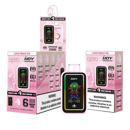 IJOY URANUS VOICE CONTROL 5% DISPOSABLE (100ML) 25K PUFFS - JUICE PEACH ICE