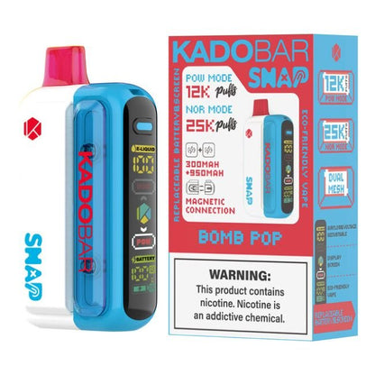 KADO BAR SNAP 5% DISPOSABLE (90ML) POW. MODE - 12K & NORM. MODE - 25K PUFFS 5CT/ BOX