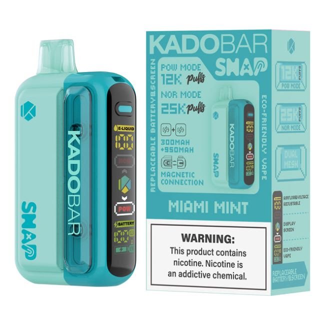 KADO BAR SNAP 5% DISPOSABLE (90ML) POW. MODE - 12K & NORM. MODE - 25K PUFFS 5CT/ BOX