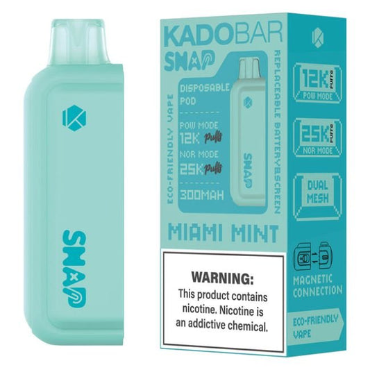 KADO BAR SNAP 5% DISPOSABLE POD (90ML) POW. MODE - 12K & NORM. MODE - 25K PUFFS - MIAMI MINT