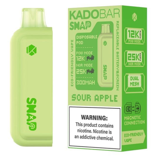 KADO BAR SNAP 5% DISPOSABLE POD (90ML) POW. MODE - 12K & NORM. MODE - 25K PUFFS - SOUR APPLE