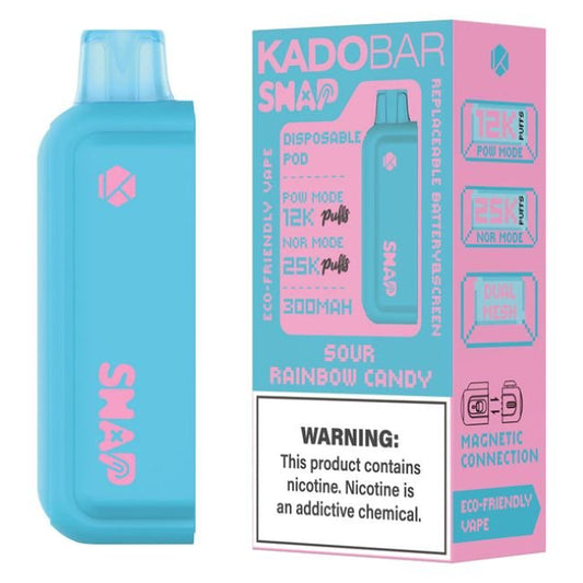 KADO BAR SNAP 5% DISPOSABLE POD (90ML) POW. MODE - 12K & NORM. MODE - 25K PUFFS - SOUR RAINBOW CANDY
