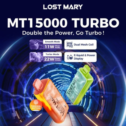 LOST MARY MT15000 TURBO 5% RECH. DISPOSABLE (80ML) 15K PUFFS - MIAMI MINT THERMAL EDI.