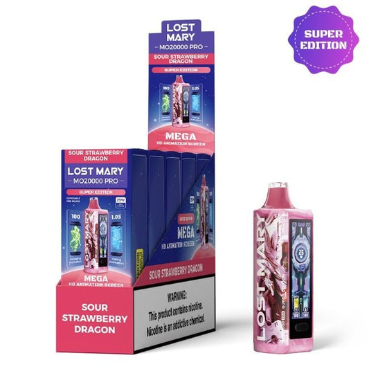 LOST MARY MO20000 PRO 5% DISPOSABLE (90ML) 20K PUFFS - SOUR STRAWBERRY DRAGON SE