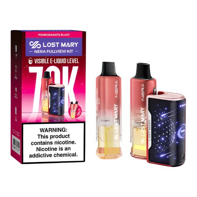 LOST MARY NERA 5% DISPOSABLE KIT + 2POD (120ML) 70K PUFFS 5CT/ BOX - POMEGRANATE BLAST