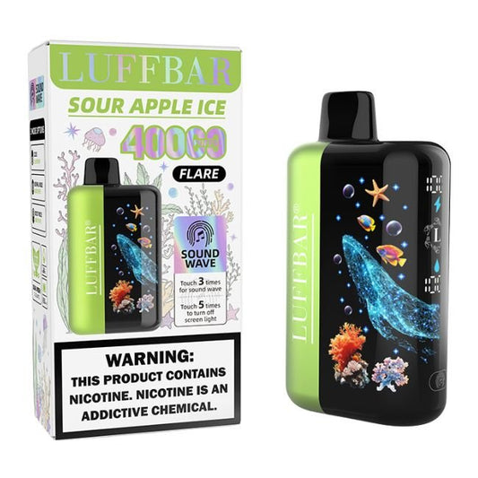 LUFFBAR FLARE 5% DISPOSABLE (90ML) 40K PUFFS 5CT/ BOX - SOUR APPLE ICE