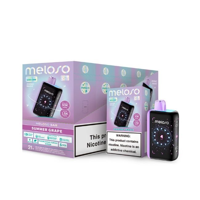 MELOSO BY GEEK BAR 5% DISPOSABLE (90ML) PULSE MODE - 15K & REG. MODE - 30K PUFFS - SUMMER GRAPE