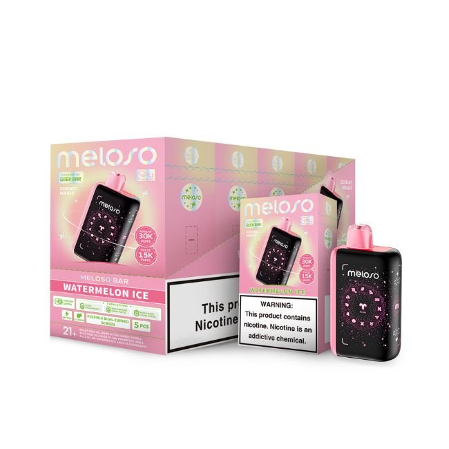 MELOSO BY GEEK BAR 5% DISPOSABLE (90ML) PULSE MODE - 15K & REG. MODE - 30K PUFFS - WATERMELON ICE