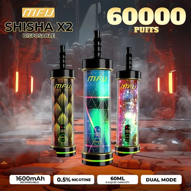 MFU SHISHA X2 5% DISPOSABLE (300ML) 60K PUFFS 5CT/ BOX