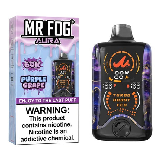 MR FOG AURA 5% DISPOSABLE (130ML) 60K PUFFS 5CT/ BOX - PURPLE GRAPE