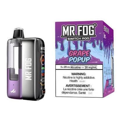MR FOG SWITCH 5% DISPOSABLE POD KIT (100ML) 45K PUFFS 5CT/ BOX - GRAPE POPUP