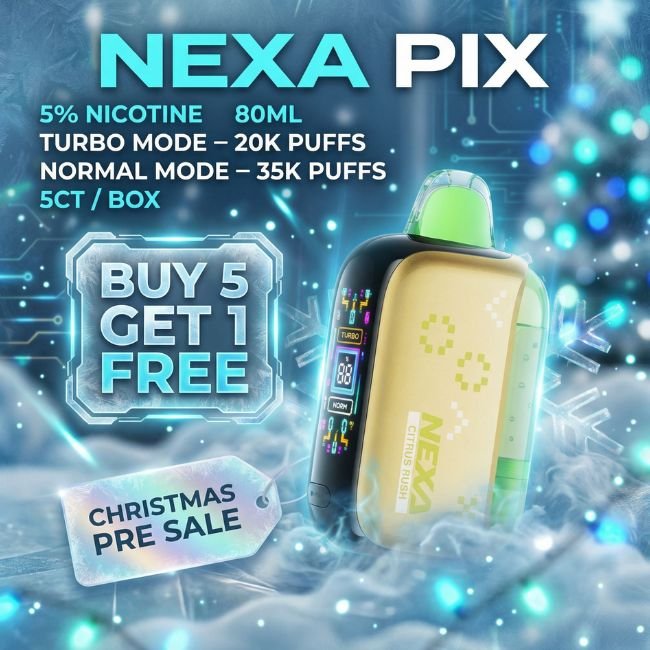 NEXA PIX 5% DISPOSABLE (80ML) TURBO MODE - 20K & NORM. MODE - 35K PUFFS 5CT/ BOX (BUY 5 GET 1 FREE)