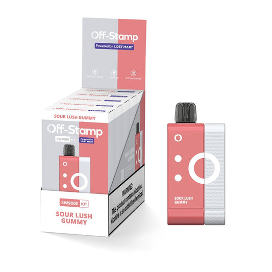 OFF STAMP SW9000 BY LOST MARY 5% RECH. DISPOSABLE KITS (65ML) 9K PUFFS - CHERRY STRAZZ