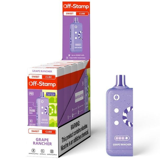 OFF STAMP SWEET CUBE BY LOST MARY 5% DISPOSABLE REFILL POD (90ML) 25K PUFFS - GRAPE RANCHER