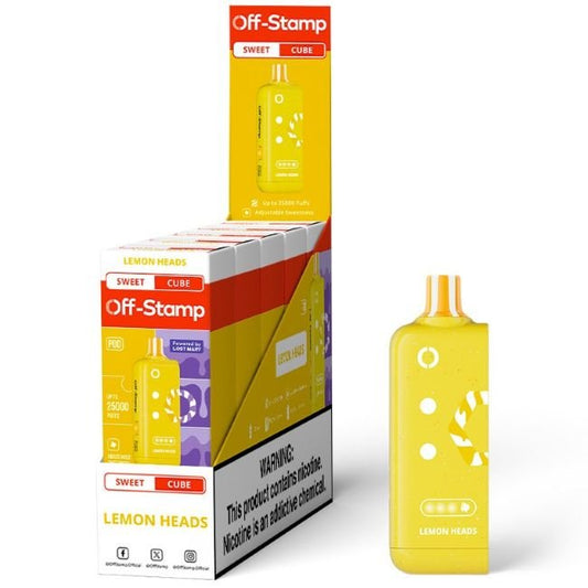OFF STAMP SWEET CUBE BY LOST MARY 5% DISPOSABLE REFILL POD (90ML) 25K PUFFS - LEMON HEADS