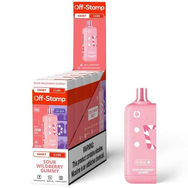 OFF STAMP SWEET CUBE BY LOST MARY 5% DISPOSABLE REFILL POD (90ML) 25K PUFFS - SOUR WILDBERRY GUMMY