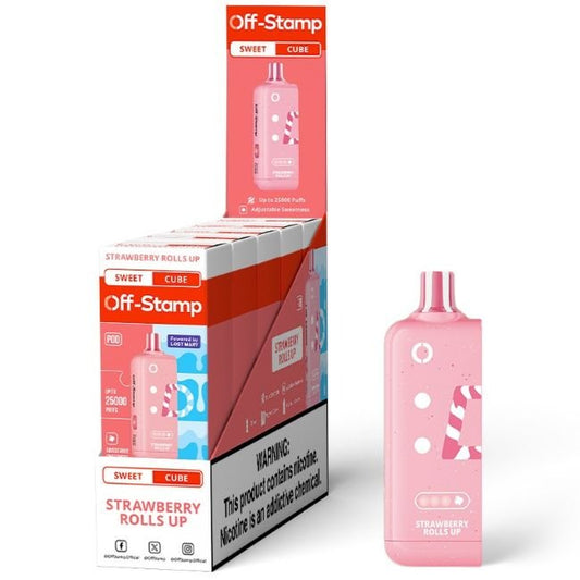 OFF STAMP SWEET CUBE BY LOST MARY 5% DISPOSABLE REFILL POD (90ML) 25K PUFFS - STRAW. ROLL UP/ TWISTED STRAW