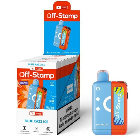 OFF STAMP X CUBE BY LOST MARY 5% DISPOSABLE KIT (90ML) 25K PUFFS - BLUE RAZZ ICE
