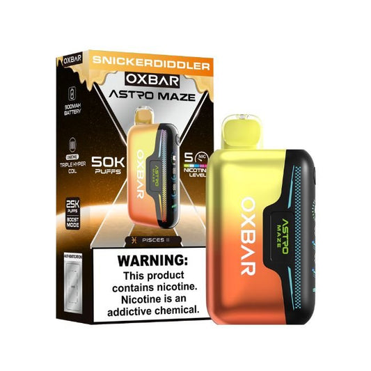 OXBAR ASTRO MAZE BY POD JUICE 5% DISPOSABLE (70ML) 50K PUFFS - SNICKER DIDDLER
