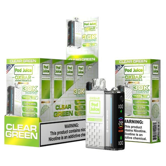 OXBAR ZODIAC  MAGIC MAZE 2.0 5% POD JUICE DISPOSABLE (65ML) 30K PUFFS - CLEAR GREEN