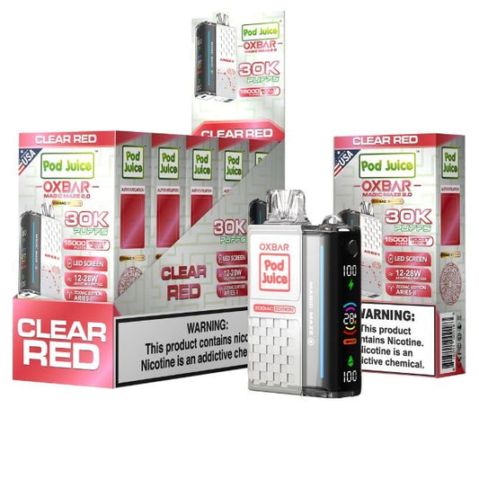 OXBAR ZODIAC  MAGIC MAZE 2.0 5% POD JUICE DISPOSABLE (65ML) 30K PUFFS - CLEAR RED