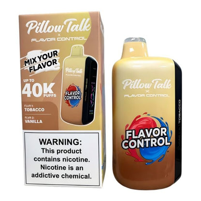 PILLOW TALK FLAVOR CONTROL 5% DISPOSABLE TEXAS COMPLIANT(100ML) 40K PUFFS 5CT/ BOX - TOBACCO + VANILLA
