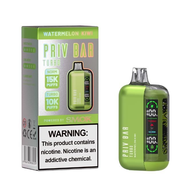 PRIV BAR TURBO BY SMOK 5% DISPOSABLE (80ML) 15K PUFFS - WATERMELON KIWI