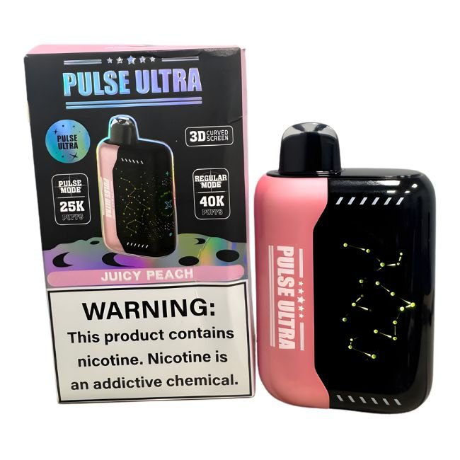 PULSE ULTRA 5% DISPOSABLE (90ML) PUL. MODE 25K & REG. MODE 40K PUFFS 5CT/ BOX (TEXAS COMPLIANT) - JUICY PEACH
