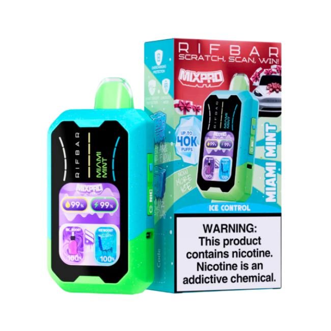 RIFBAR MIXPRO ICE CONTROL 5% DISPOSABLE (90ML) 40K PUFFS 5CT/ BOX