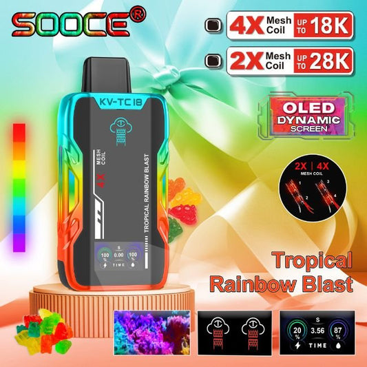 SOOCE KV-TC   5% DISPOSABLE (90ML) 18K PUFFS - TROPICAL RAINBOW BLAST