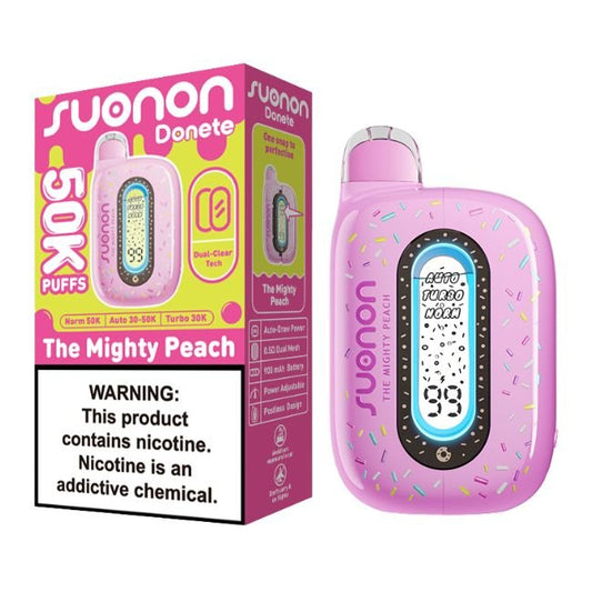 SUONON DONETE POWERED BY NEXA 5% DISPOSABLE (100ML) 50K PUFFS 5CT/ BOX - THE MIGHTY PEACH
