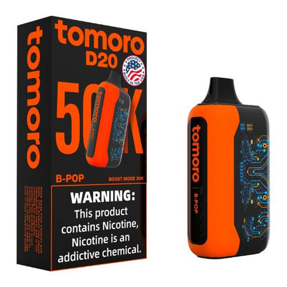 TOMORO D20 5% DISPOSABLE MADE IN USA (100ML) BOOST. MODE - 30K & STAND. MODE - 50K PUFFS 5CT/ BOX - B-POP