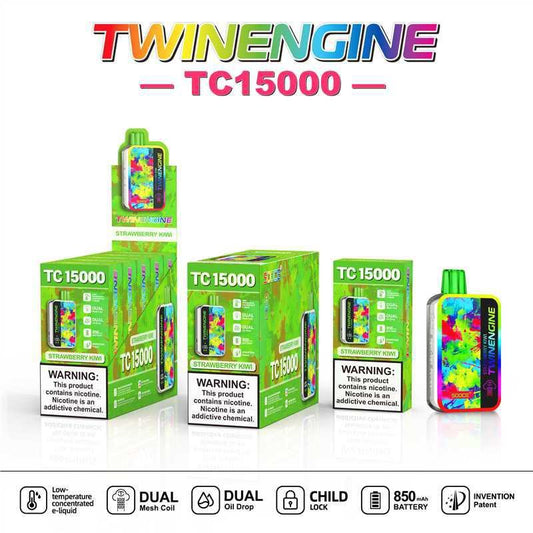 TWINENGINE SOOCE TC15000 BY KANGVAPE 5% DISPOSABLE ( 115ML) 15K PUFFS 5CT/ BOX - STRAWBERRY KIWI