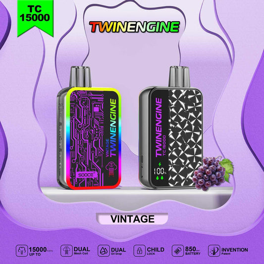 TWINENGINE SOOCE TC15000 BY KANGVAPE 5% DISPOSABLE ( 115ML) 15K PUFFS 5CT/ BOX - VINTAGE
