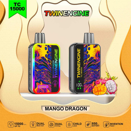 TWINENGINE SOOCE TC15000 BY KANGVAPE 5% DISPOSABLE ( 115ML) 15K PUFFS 5CT/ BOX - MANGO DRAGON