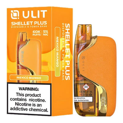 ULIT SHELLET PLUS BY KANGERTECH 5% DISPOSABLE (90ML) BOOST MODE - 40K & NORM. MODE - 60K PUFFS 5CT/ BOX - MEXICO MANGO
