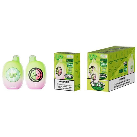 UT POWERED BY FLUM 5% DISPOSABLE (85ML) TURBO MODE - 25K & ECO. MODE - 50K PUFFS - GREEN APPLE / FUJI APPLE