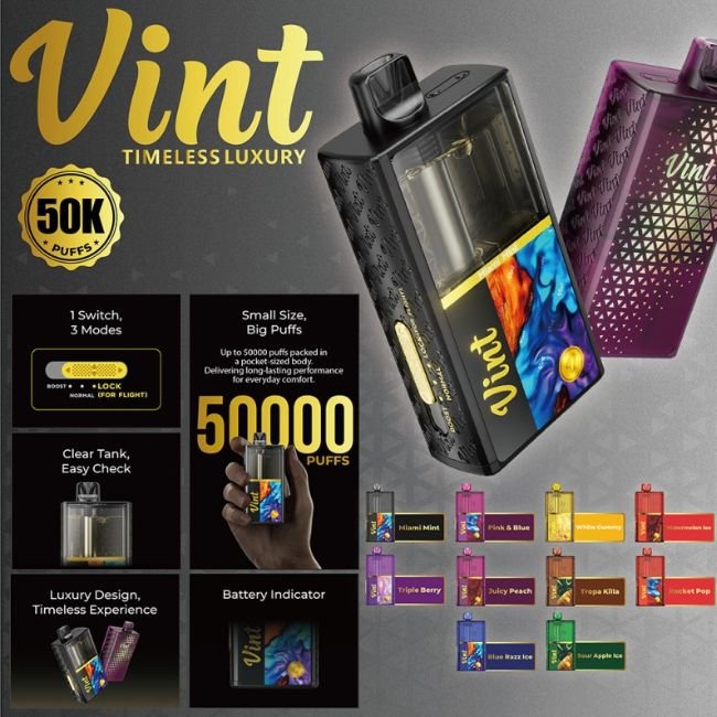 VINT 5% DISPOSABLE (75ML) PULSE MODE - 35K & NORM MODE. 50K PUFFS 5CT/ BOX