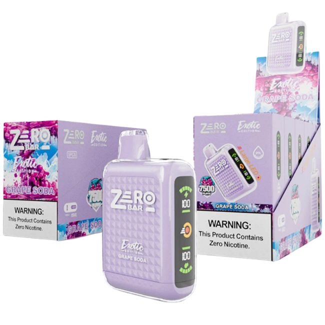 ZERO BAR 0% EXOTIC EDITION DISPOSABLE (65ML) 7.5K PUFFS - GRAPE SODA